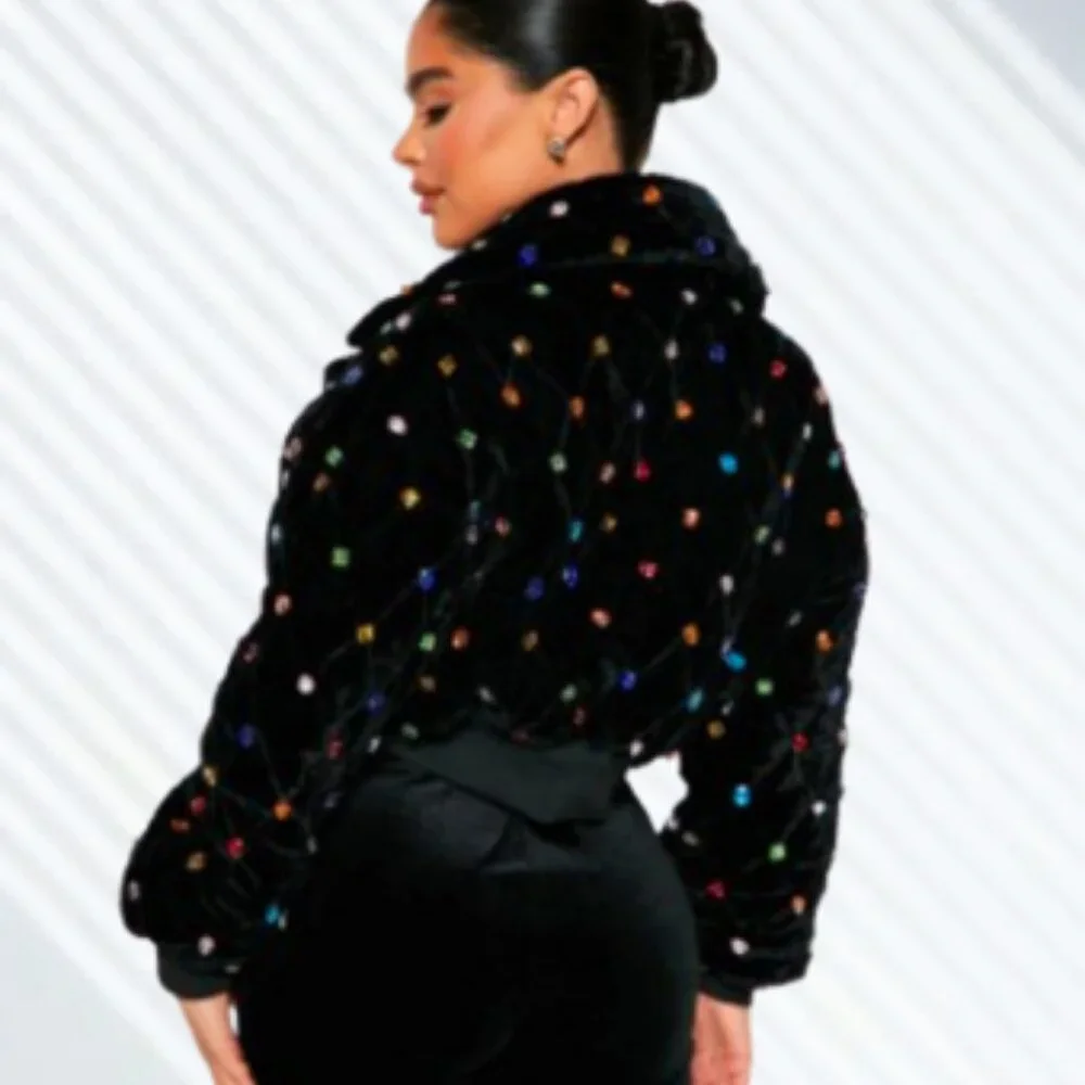 NWT Dolls Kill Horoscopez Sold Out Natural Wonder Bejeweled Puffer Jacket SZ M - Picture 2 of 16